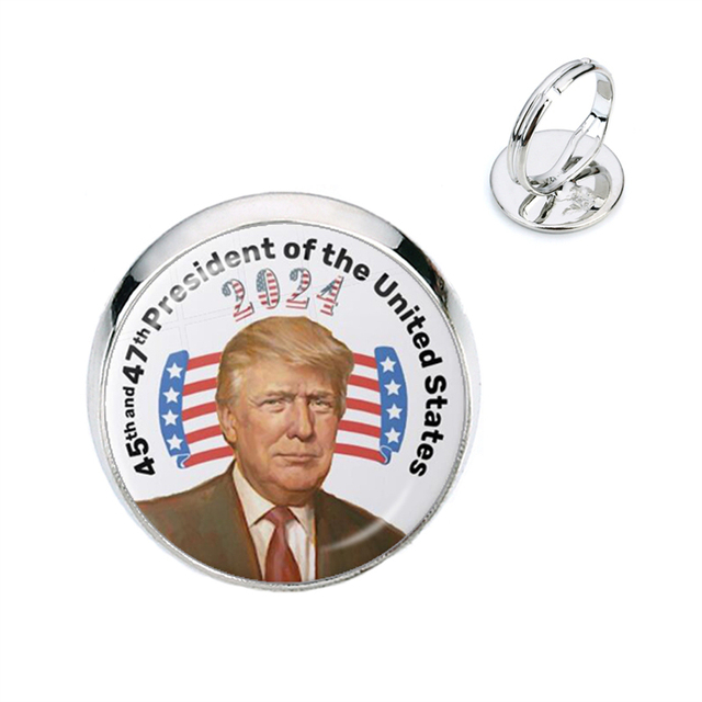 Złote pierścienie Cabochon Trump 2024 - kolekcja wyborcza, wyprodukowane w USA - Wianko - 7