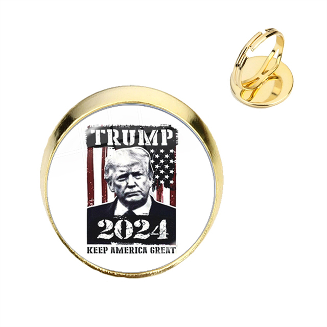 Złote pierścienie Cabochon Trump 2024 - kolekcja wyborcza, wyprodukowane w USA - Wianko - 23