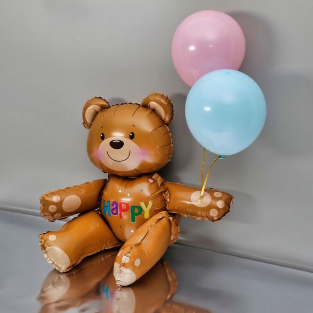 Nadmuchiwane balony 3D siedzi niedźwiedź (10 szt.) - dekoracje na Baby Shower, urodziny - Wianko - 2