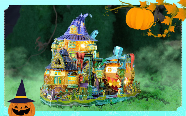 Metalowy model dyni - DIY 3D Puzzle, obraz królestwa, zabawka dla dzieci na Halloween - Wianko - 4