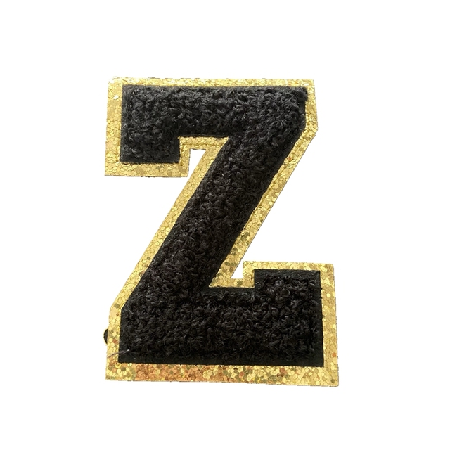 Naszywki brokatowe 3D A-Z z haftem Chenille - 26 liter, żelazko, czarne litery, aplikacja, 1 zestaw - Wianko - 25