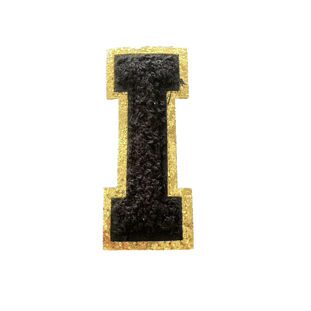 Naszywki brokatowe 3D A-Z z haftem Chenille - 26 liter, żelazko, czarne litery, aplikacja, 1 zestaw - Wianko - 10