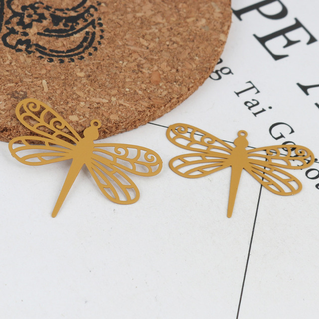Wisiorki DIY miedź owady kolorowe ważki ażurowa biżuteria charms 3.5cm x 2.7cm, 10 sztuk - Wianko - 3