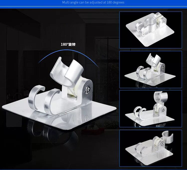 Bez wiertła regulowany uchwyt prysznicowy samoprzylepny ze stali nierdzewnej - ZhangJi - Wianko - 6