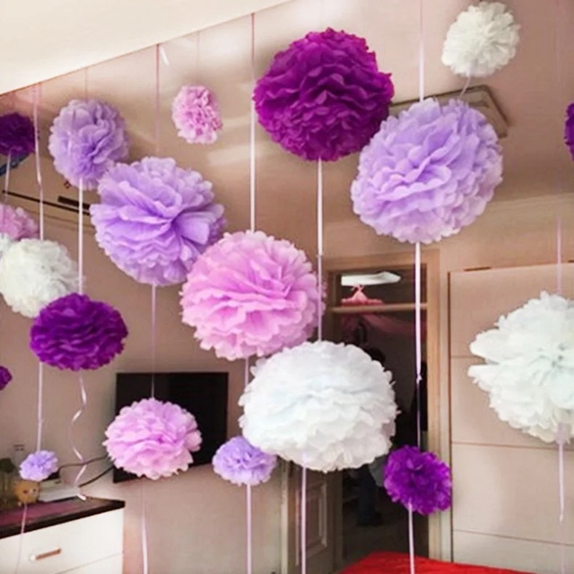 5 sztuk kwiatów papierowych o wysokości 10 cm - dekoracyjne materiały na ślub, do pokoju, bankietu, DIY pompony - Wianko - 1