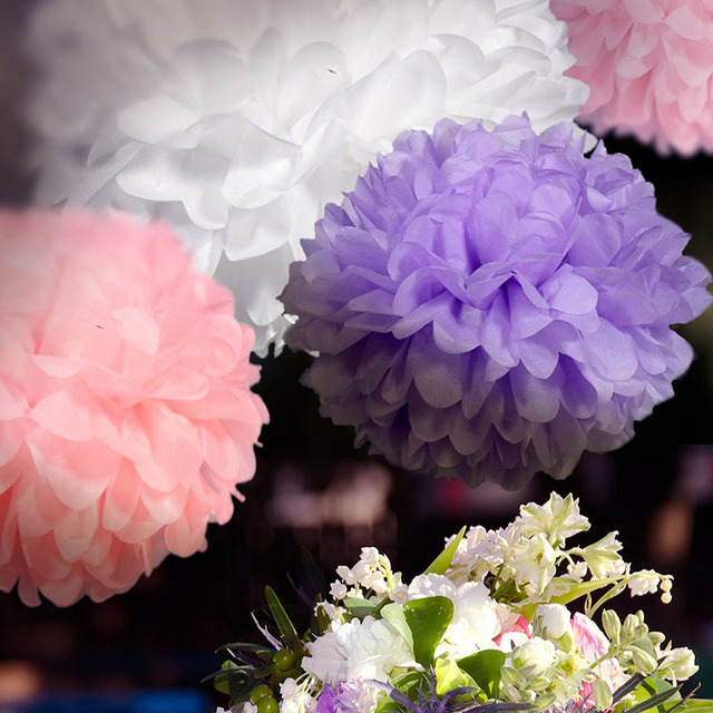 5 sztuk kwiatów papierowych o wysokości 10 cm - dekoracyjne materiały na ślub, do pokoju, bankietu, DIY pompony - Wianko - 4