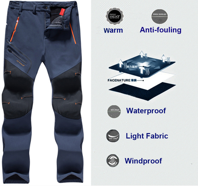 Męskie spodnie turystyczne zimowe polarowe miękkie, wodoodporne, do treningu, wspinaczki, trekkingu, rybaków i podróży - Wianko - 6