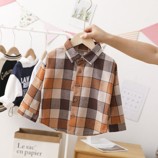Zestaw ubrań dla chłopców: koszula w kratkę + spodnie wiosna/jesień, bawełna, maluch, klapa - Wianko - 26