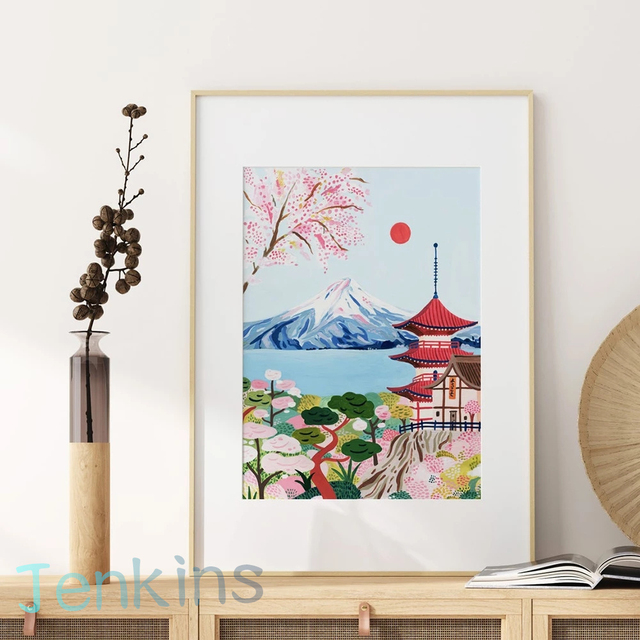 Plakat ze zdjęciem góry Fuji w stylu klasycznym i współczesnym - do dekoracji salonu i domu - Wianko - 3
