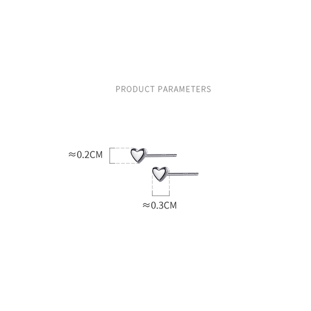 Lekkie i urocze 925 Sterling Silver kolczyki sztyfty Dla dziewczynki - mini, serduszka, prosta romantyka - Wianko - 2