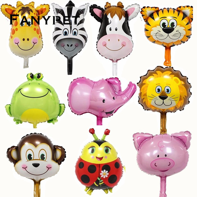 Zestaw 5 sztuk małych balonów foliowych z główkami zwierzęcymi lew i zebra: świetne dekoracje urodzinowe dla dzieci - Wianko - 2