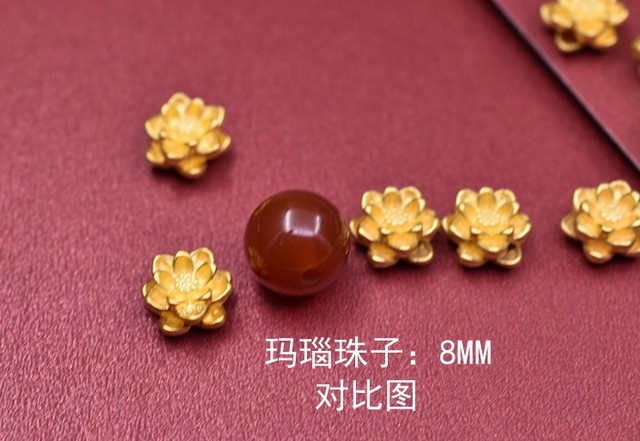 999 złote koraliki lotus 24k, czyste złoto, charms, 3D złote kwiatowe akcesoria do biżuterii DIY - Wianko - 5