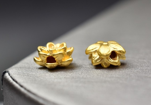 999 złote koraliki lotus 24k, czyste złoto, charms, 3D złote kwiatowe akcesoria do biżuterii DIY - Wianko - 4