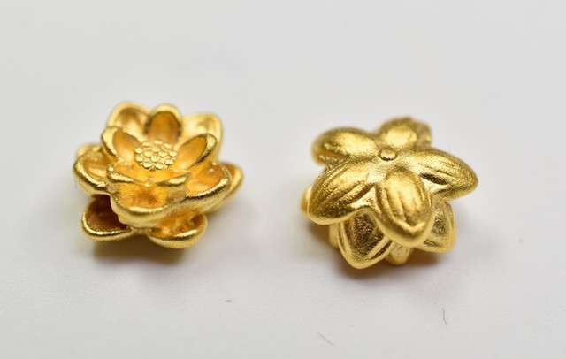 999 złote koraliki lotus 24k, czyste złoto, charms, 3D złote kwiatowe akcesoria do biżuterii DIY - Wianko - 3