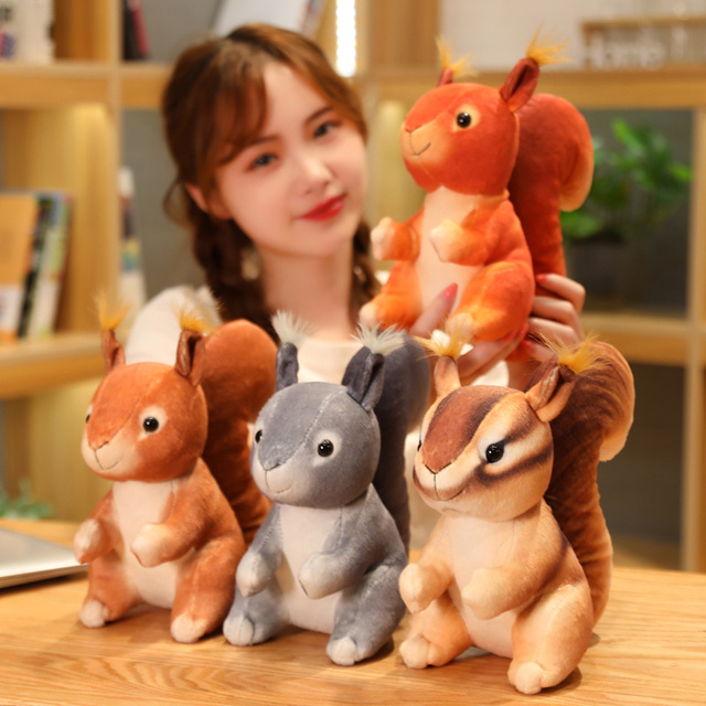 Pluszowa wiewiórka leśna symulacja 25CM - idealna zabawka urodzinowa dla dzieci - Wianko - 1