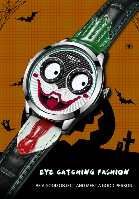 Zegarek męski Joker 2021 Top marka kreatywny moda osobowość Clown skóra Quartz wodoodporny sportowy - Wianko - 8