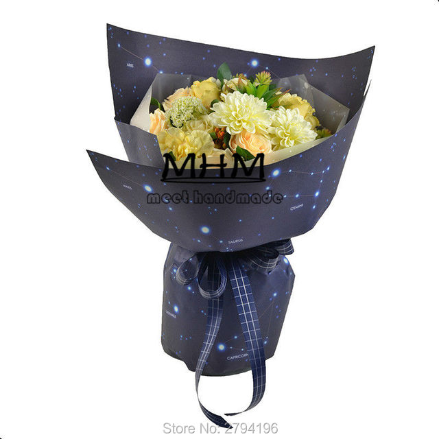 Papierowe bukiety kwiatów 10 szt. w jasnym kolorze mgły, celofanowy materiał do pakowania prezentów - Wianko - 13