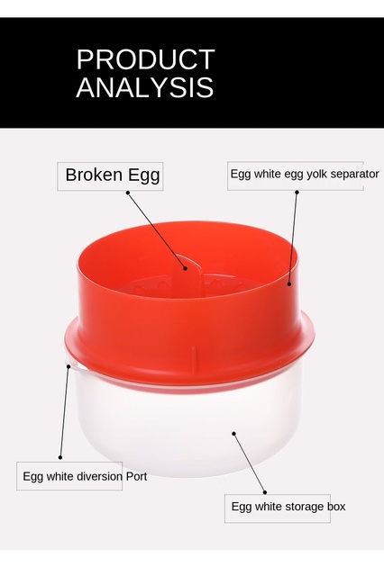Dzielnik jaj z dużym schowkiem - filtr do pieczenia jaj ciecz - narzędzie do rozdzielania jaj w gospodarstwie domowym - Wianko - 9