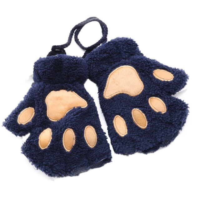 Rękawiczki zimowe Mitts Faux Fur śliczne Kitten bez palców Plus, aksamitne, ciepłe rękawiczki z pogrubieniem - Wianko - 8