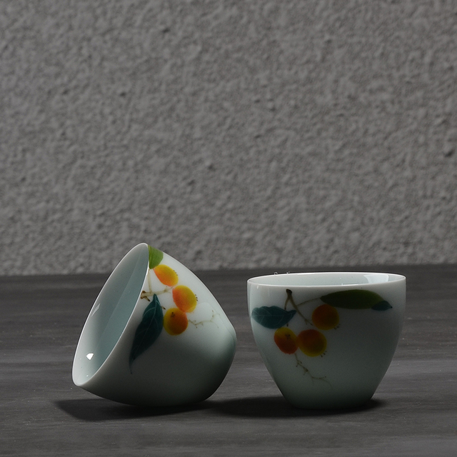 Zestaw 2 filiżanek chińskiego ręcznie malowanego ceramicznego Ru Kiln, pojemność 70ml - Wianko - 3