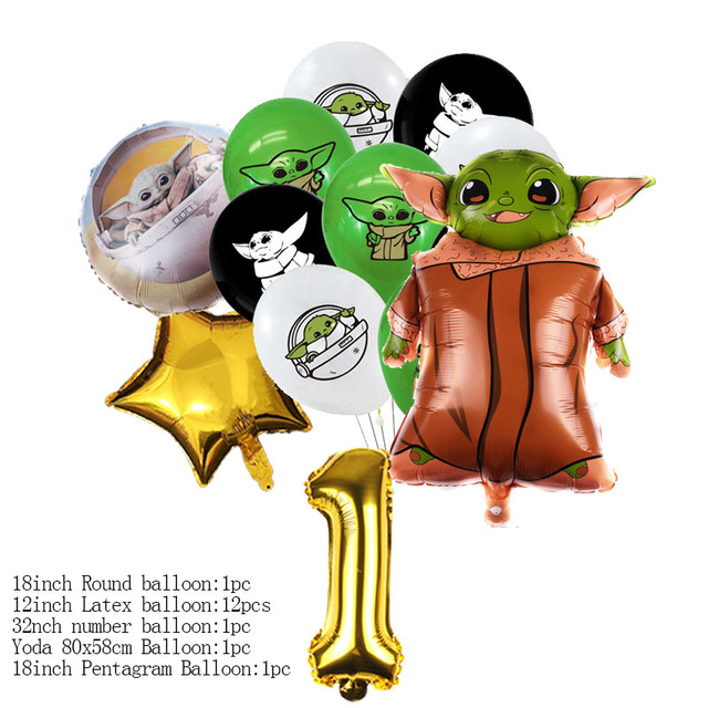 16 sztuk złotych dekoracyjnych balonów Star Wars Yoda Baby - prezent Baby Shower, zabawki dla dzieci - Wianko - 1