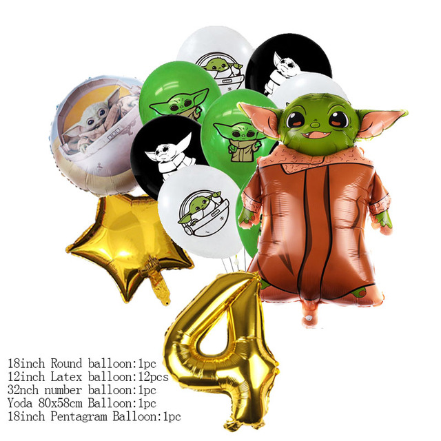 16 sztuk złotych dekoracyjnych balonów Star Wars Yoda Baby - prezent Baby Shower, zabawki dla dzieci - Wianko - 4