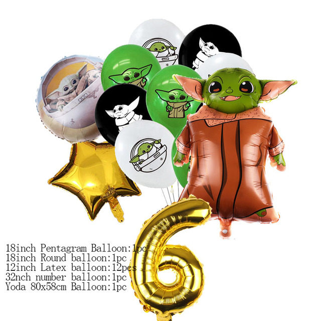 16 sztuk złotych dekoracyjnych balonów Star Wars Yoda Baby - prezent Baby Shower, zabawki dla dzieci - Wianko - 6