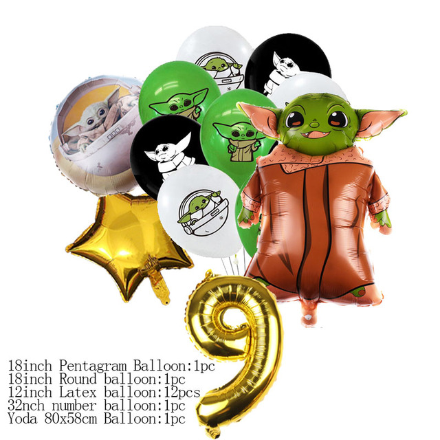 16 sztuk złotych dekoracyjnych balonów Star Wars Yoda Baby - prezent Baby Shower, zabawki dla dzieci - Wianko - 9