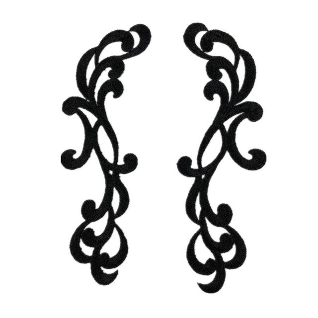 Koronka biała czarny 5 par 22.5X6.5CM koronka aplikacje kwiatowe do szycia na odzież DIY Cosplay - Wianko - 3