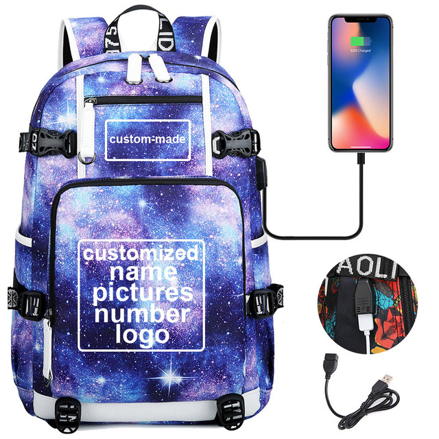 Niestandardowy plecak podróżny z nadrukiem na zamówienie - torba dla dzieci i dorosłych (USB, laptop) - Wianko - 19