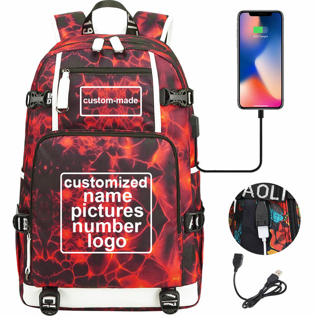 Niestandardowy plecak podróżny z nadrukiem na zamówienie - torba dla dzieci i dorosłych (USB, laptop) - Wianko - 24