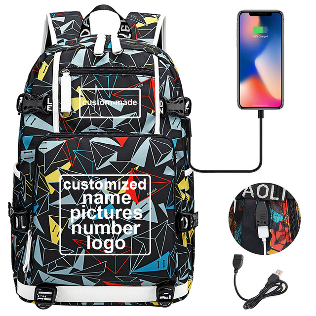 Niestandardowy plecak podróżny z nadrukiem na zamówienie - torba dla dzieci i dorosłych (USB, laptop) - Wianko - 17