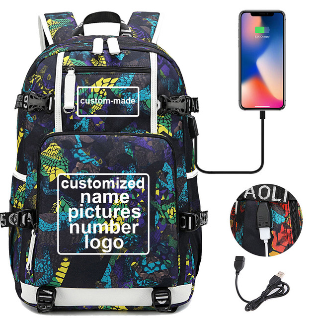 Niestandardowy plecak podróżny z nadrukiem na zamówienie - torba dla dzieci i dorosłych (USB, laptop) - Wianko - 13