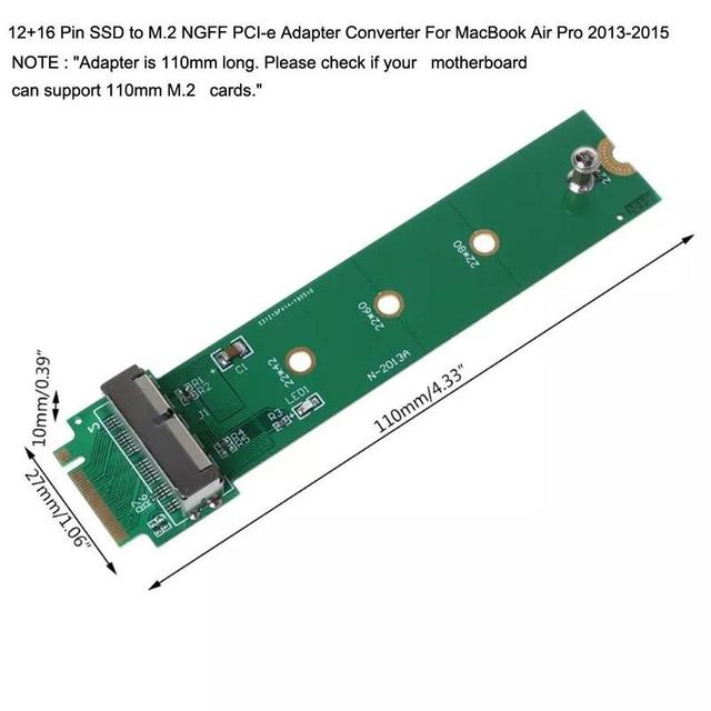 Adapter konwerter 12 + 16 Pin SSD do M.2 NGFF PCI-e dla Apple MacBook A1465 Pro 2013-2015 A1466 SSD - Wianko - 10