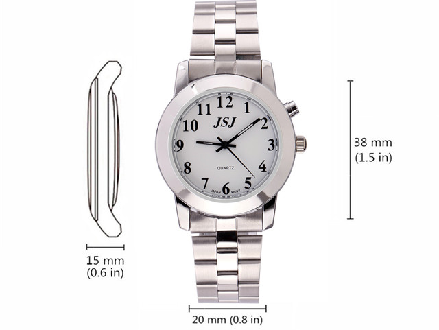 Zegarek niemiecki z funkcją alarmu, rozmową datą i godziną na białej tarczy VBG-233G - Wianko - 3