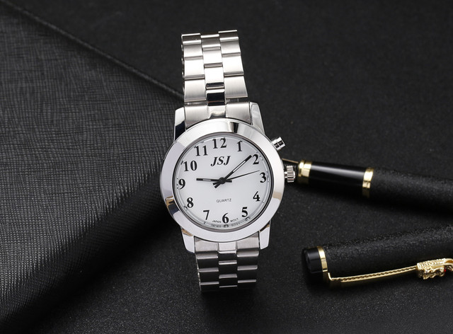 Zegarek niemiecki z funkcją alarmu, rozmową datą i godziną na białej tarczy VBG-233G - Wianko - 5