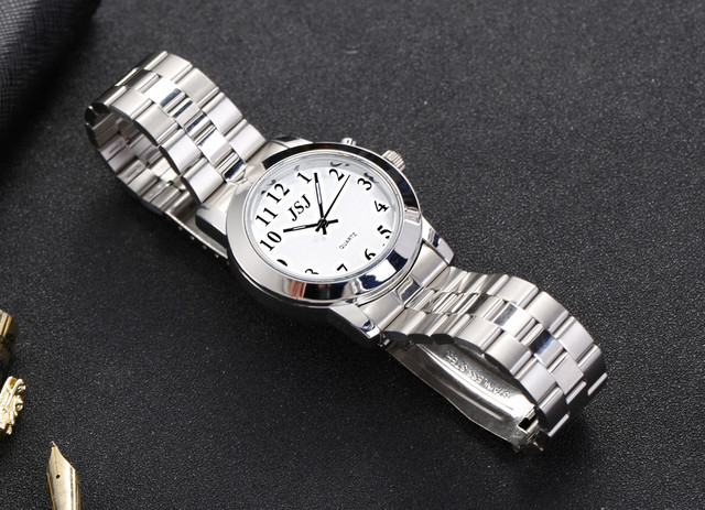 Zegarek niemiecki z funkcją alarmu, rozmową datą i godziną na białej tarczy VBG-233G - Wianko - 8