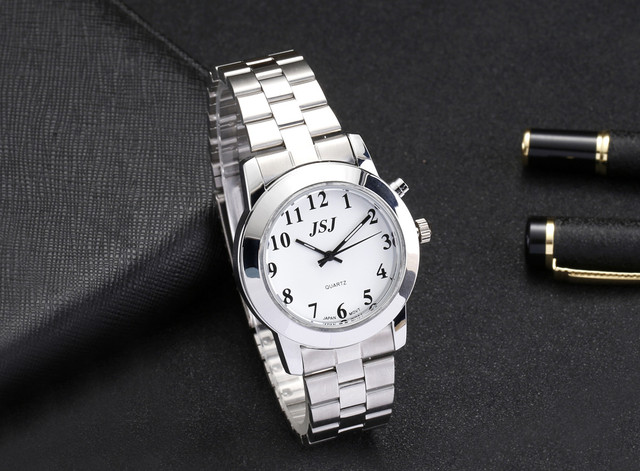 Zegarek niemiecki z funkcją alarmu, rozmową datą i godziną na białej tarczy VBG-233G - Wianko - 4