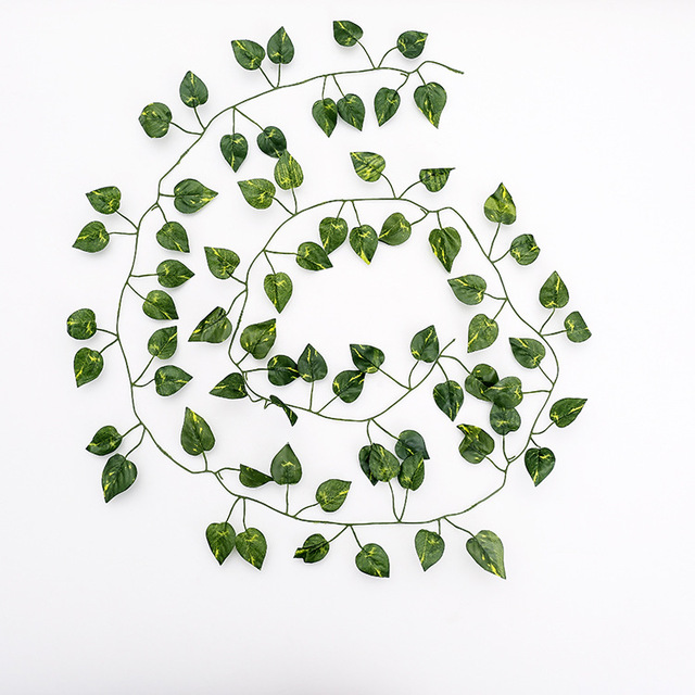 Sztuczny bluszcz zielony z girlandą winorośli i długimi, plastikowymi rattanowymi liśćmi do dekoracji ścian w domu i ogrodzie - Wianko - 10