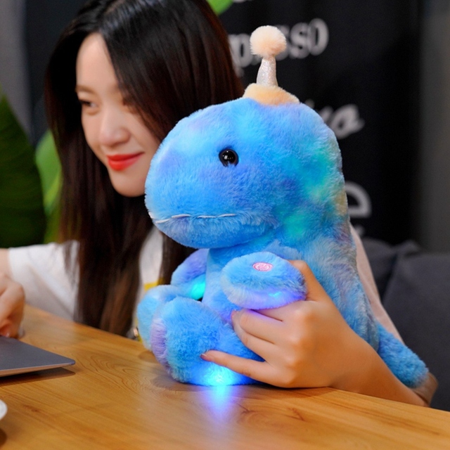 32cm Kolorowe Diody LED Dinozaur Pluszowa Zabawka Świecący Pluszak dla Dzieci - Uroczy Niebieski Dinozaur - Wianko - 12