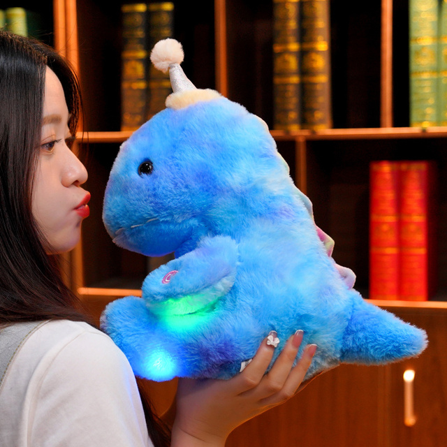 32cm Kolorowe Diody LED Dinozaur Pluszowa Zabawka Świecący Pluszak dla Dzieci - Uroczy Niebieski Dinozaur - Wianko - 6