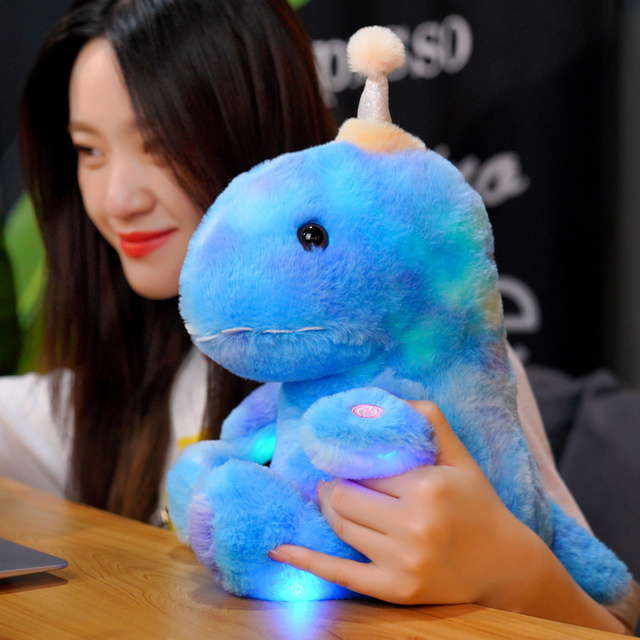 32cm Kolorowe Diody LED Dinozaur Pluszowa Zabawka Świecący Pluszak dla Dzieci - Uroczy Niebieski Dinozaur - Wianko - 7