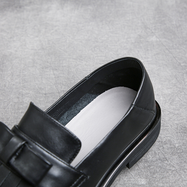 Damskie skórzane buty oxford w stylu brytyjskim - płaski obcas, wkładane mokasyny - Wianko - 10