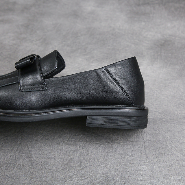 Damskie skórzane buty oxford w stylu brytyjskim - płaski obcas, wkładane mokasyny - Wianko - 13