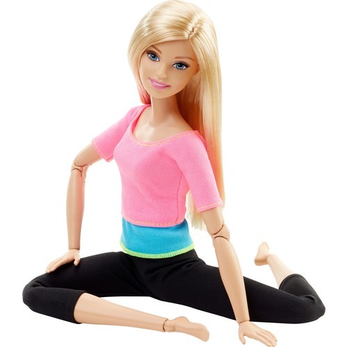 Lalka gimnastyczna Barbie z ruchem nieograniczonym i elastycznym, blondynka z czarnymi rajstopami - Wianko - 4