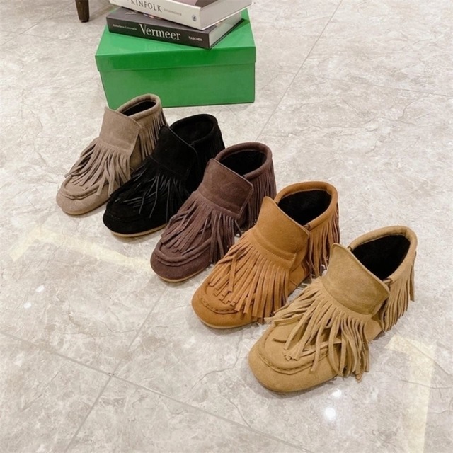 Chińskie markowe skórzane frędzle damskie z płaskim dnem - kwadratowe główki, miękkie buty typu flats 2022 r - Wianko - 3