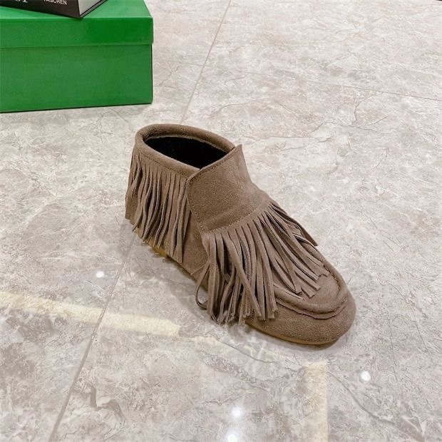 Chińskie markowe skórzane frędzle damskie z płaskim dnem - kwadratowe główki, miękkie buty typu flats 2022 r - Wianko - 7