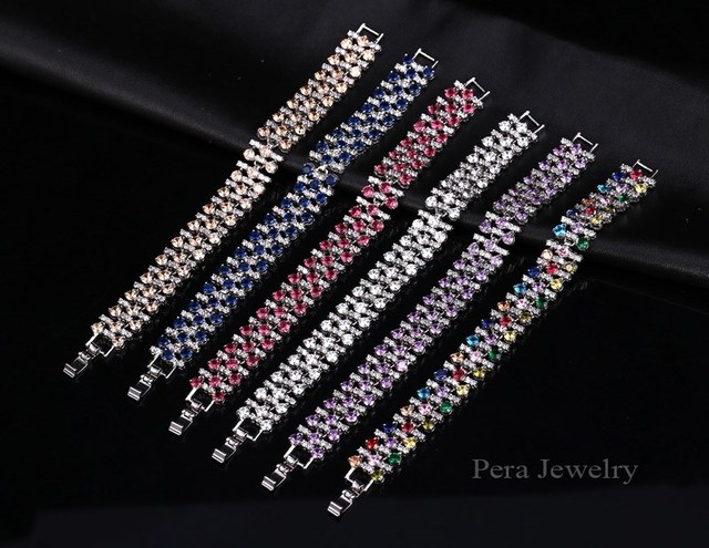 Elegancka królewska biżuteria Pera CZ z białym kamieniem i białym złotem - duża bransoletka i Bangles dla kobiet B034 - Wianko - 15