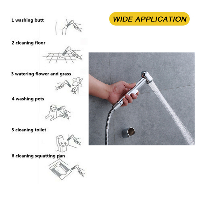 Opryskiwacz ręczny SHUIELIN Bidet z chromowaną głowicą prysznicową - higieniczne akcesoria łazienkowe - Wianko - 5