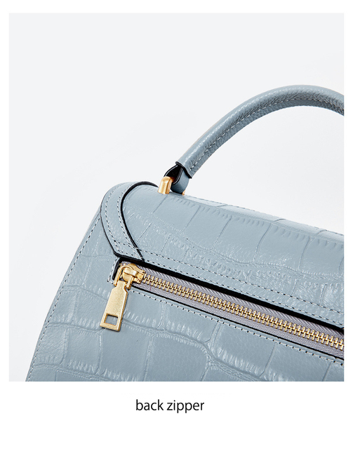 Elegancka damska torba na ramię z prawdziwej skóry wołowej - niebieska - Wianko - 28